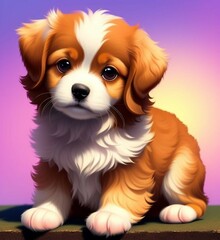 Cute puppy on the grass, animals, Generative AI Art Illustration 10