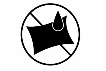 No wet wipes disposal icon on a white background. Do not drop wet wipes in the toilet forbidden sign illustration.