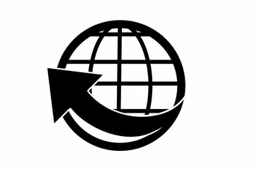 Icon symbolizing international delivery. Black and white illustration.