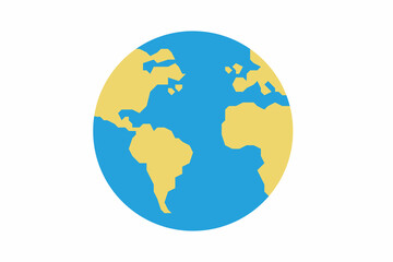 Earth color icon globe illustration on a white background.