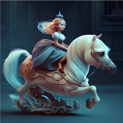 Blonde princess on a horse - Artificial Intelligence