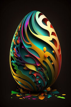3D Easter Egg with Luxurious Faberge-inspired Decorative Elements - Generative Ai