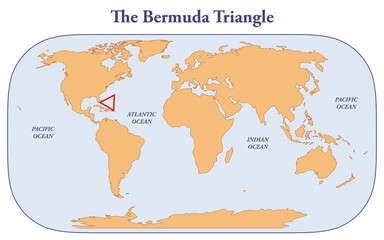 Map of the Bermuda Triangle in the Caribbean Sea