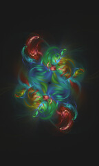 Abstract illustration with a smooth colorful pattern on a black background.