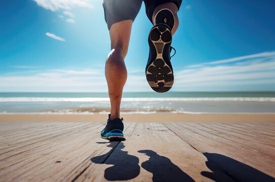 Jogger Shoes On Beach During Day Exercising Generative AI