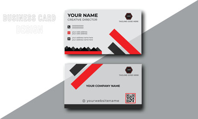 Modern and simple business card design with white, black and red color professional business card design with logo .Personal visiting card with company logo. 