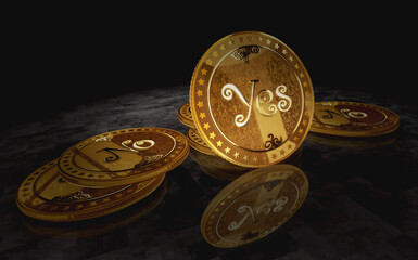 Yes or No random choice golden coin 3d illustration