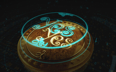 Yes or No random choice golden coin 3d illustration