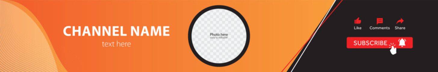 YouTube Channel Red Horizontal Cover design. The header for Social Media Account with easy editable file. Vector illustration