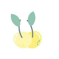 Vector illustration of cherry. Cherries in flat style	