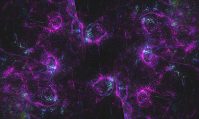 Abstract illustration with bright neon symmetric pattern.
