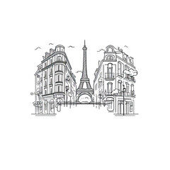 View of Paris, france city in a hand drawn sketch style. Generative ai