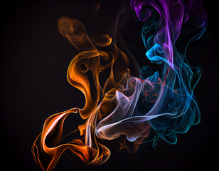 Color smoke on black background. Illustration