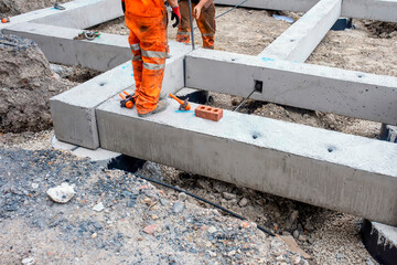 Building foundation made of prestressed concrete beams