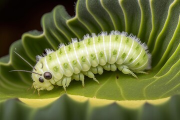 Fototapeta premium illustration, white big caterpillar, ai generative