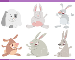 cartoon rabbits or bunnies farm animal characters set