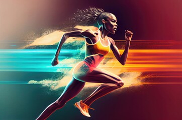 Female African American Running Sports Concept Generative AI