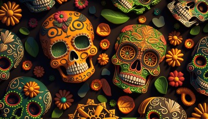 Day of the Dead skulls pattern