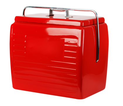 Old red cooler, cola soda - Powered by Adobe