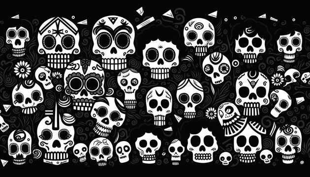 Day of the Dead skulls pattern