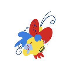 Abstract composition of bright spots, lines, curls. Isolated vector image.