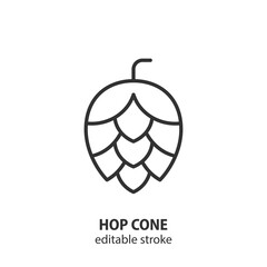 Hop cone line icon. Brewery symbol. Beer vector sign. Editable stroke.