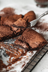 chocolate dessert cloud cake on white background 