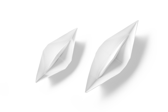 Paper ship origami isolated on a transparent background, PNG. High resolution.