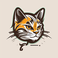 Fototapeta na wymiar Cute cat Head Vector Logo Icon Sports Mascot flat illustration