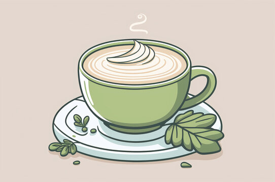 Matcha latte coffee illustration