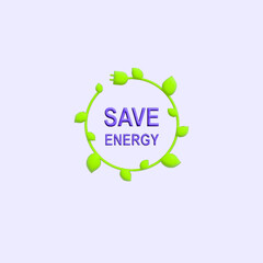 save energy 3D style logo eco symbol concept vector