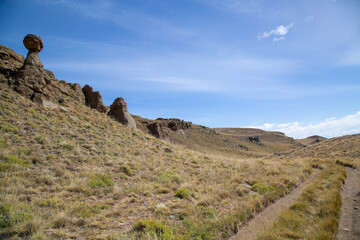 Landscape of rock formations in El Calafate, Patagonia, Argentina