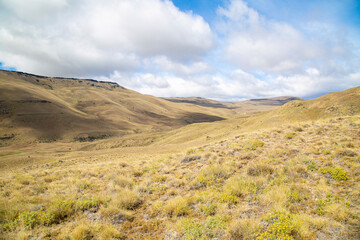 Patagonian mountains landscape and copy space