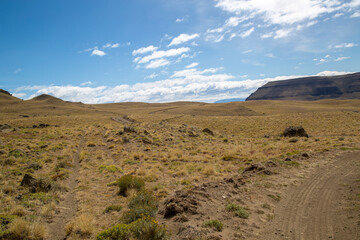 Patagonian mountains landscape and copy space