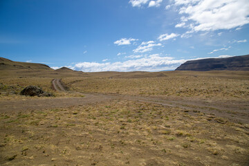 Patagonian mountains landscape and copy space