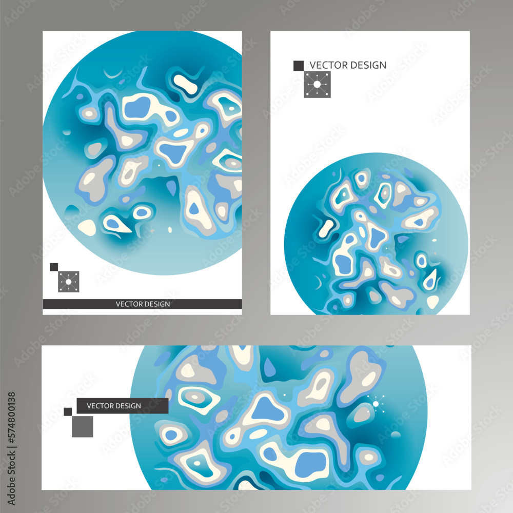 Poster Abstract dynamic gradient. Vector graphic elements in modern style. Brochure with liquid shapes Amoeba forms. Vector illustration