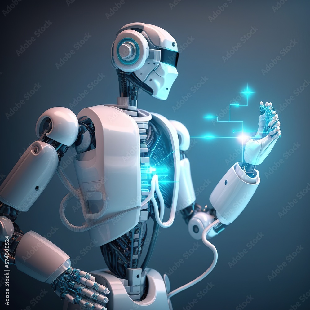 Poster robot with technology in the future. generative ai