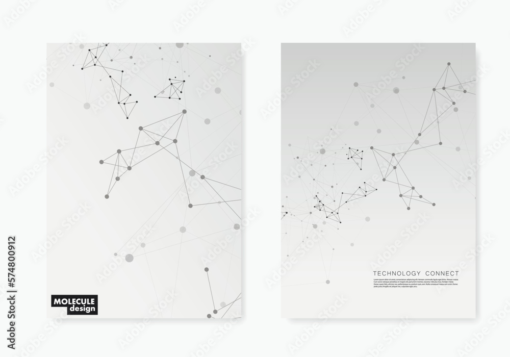 Poster Black connect dot line connect on grey cover templates. Abstract vector background. Technology concept design. Communication and social network concept. Futuristic technology