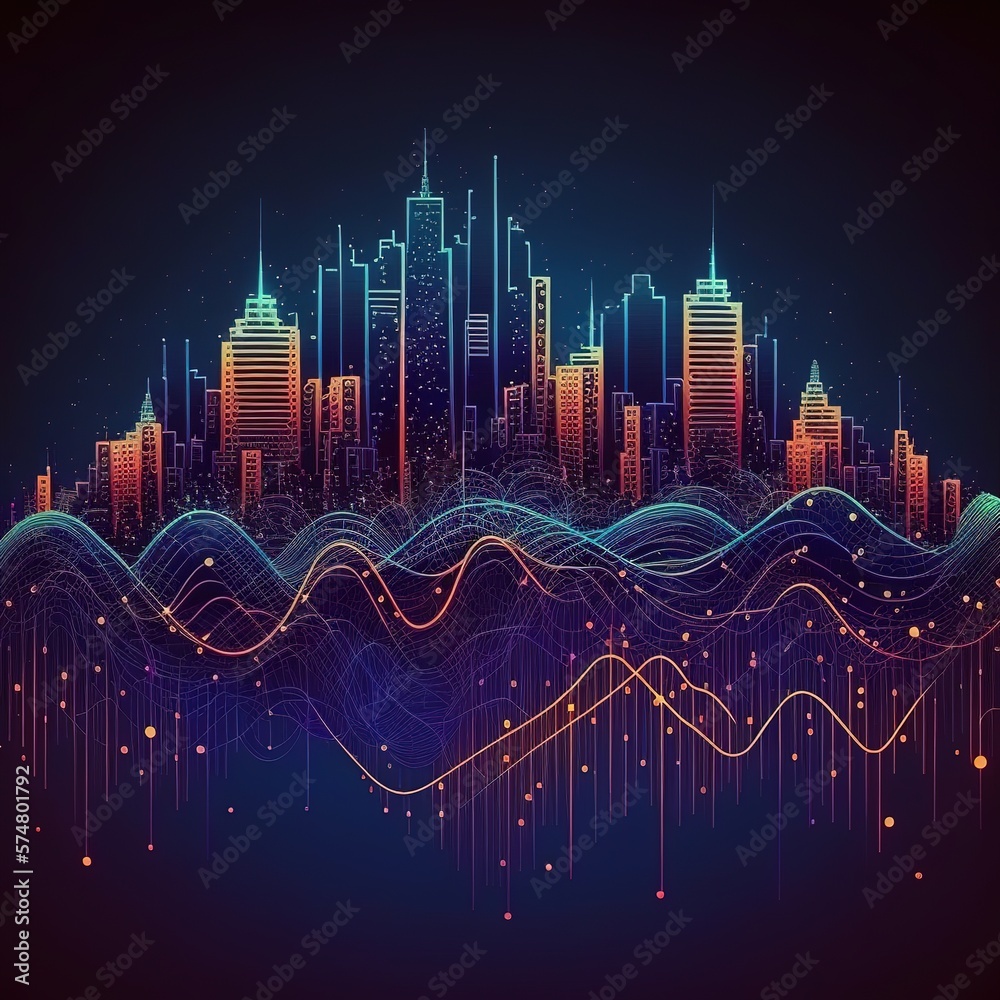 Poster big data technology. digital data flow in motion. moving large amounts of data, generative ai