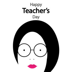 Teachers Day girl with glasses, vector art illustration.