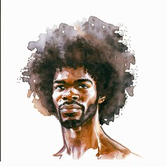 afro man digital drawing with watercolor style illustration. generative ai