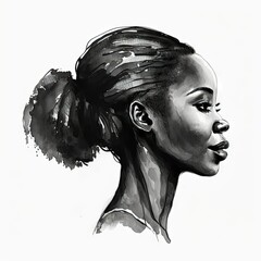 african woman digital drawing with watercolor style illustration. generative ai