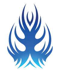 Naklejka premium Abstract flame electric car hood vinyl sticker vector eps file. Blue bonnet flames sport car decal. Decoration for cars, auto, truck, boat, suv and motorcycle tank.