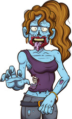 Zombie Girl. Vector clip art illustration with simple gradients.