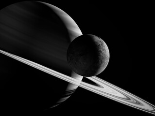 3D Render, Gas giant planet in deep space. Saturn planet and rings close-up