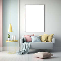 Pastel Frame Mockup Room Design with Simplicity and Focus on Central Frame