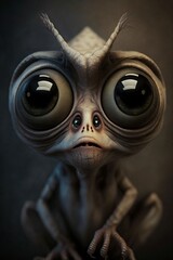 Obraz premium illustration, scary aliens with big eyes, ai generative