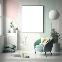 Minimalist Pastel Frame Mockup Room with Emphasis on Centerpiece Frame