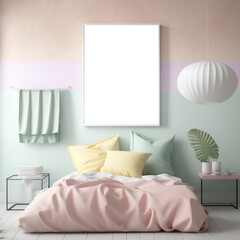 Minimalist Pastel Frame Mockup Room with Emphasis on Centerpiece Frame