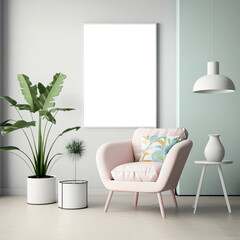 Minimalist Pastel Frame Mockup Room with Emphasis on Centerpiece Frame